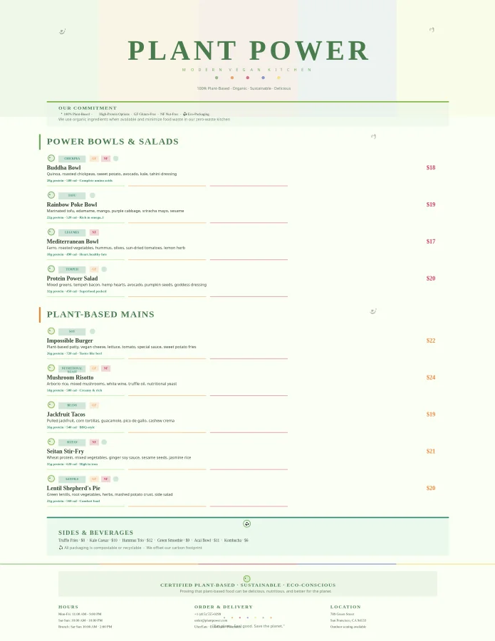 Plant Power Moderní veganské menu