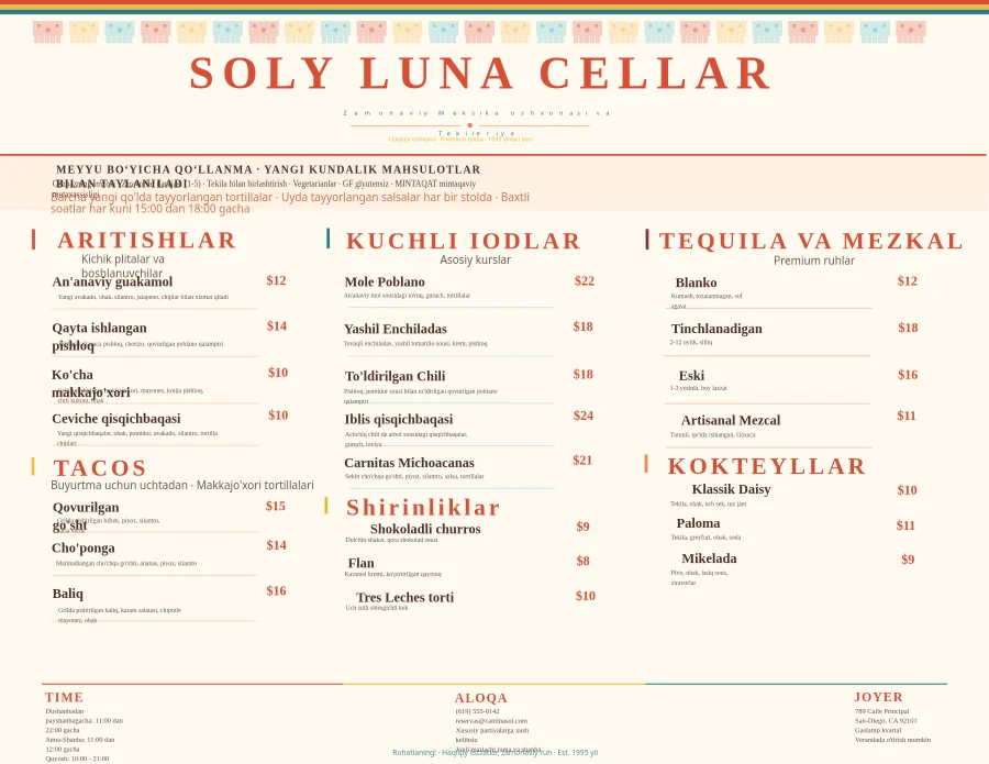 Cantina Sol y Luna meksika menyusi (gorizontal)