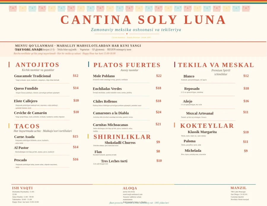 Cantina Sol y Luna meksika menyusi (gorizontal)