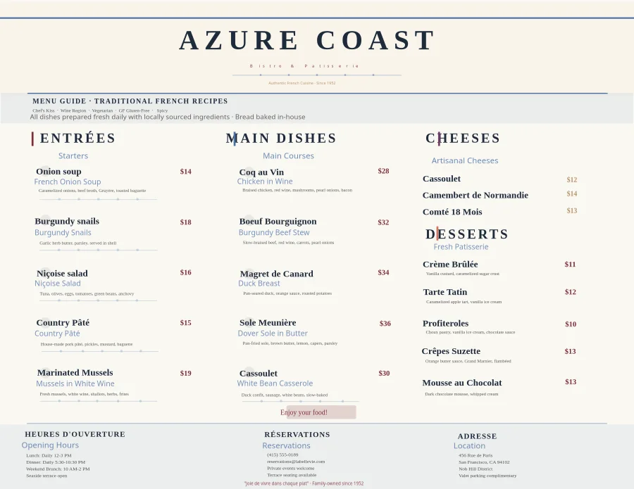 Copy of Azure Coast Mediterranean Restaurant Menu (Landscape)