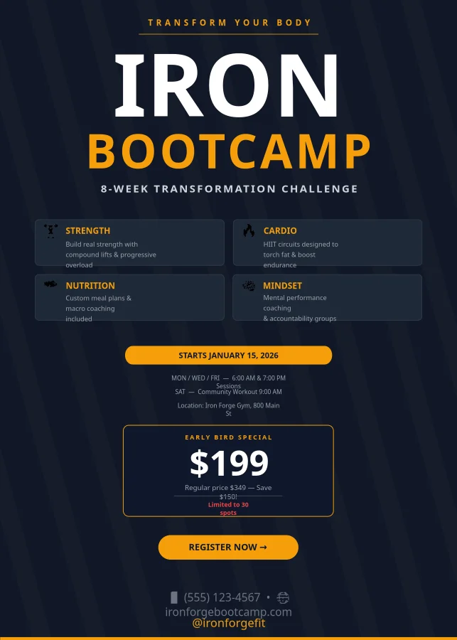 Iron Bootcamp — 健身传单