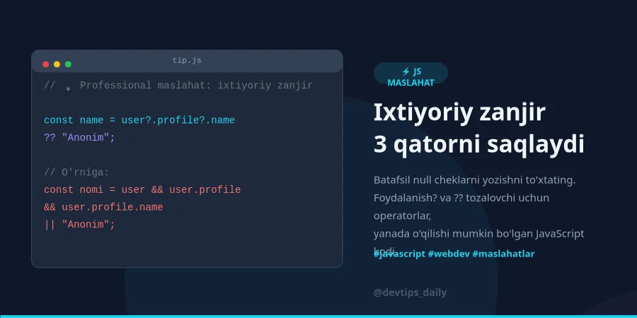 JavaScript Pro Maslahati — Twitter Card