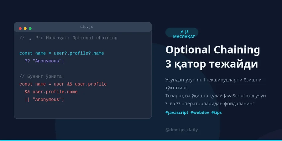 JavaScript Pro Маслаҳати — Twitter Card