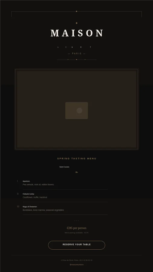 Fine Dining – Tasting Menu Reveal