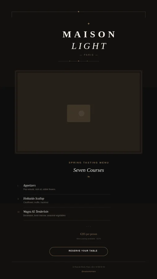 Fine Dining – Tasting Menu Reveal