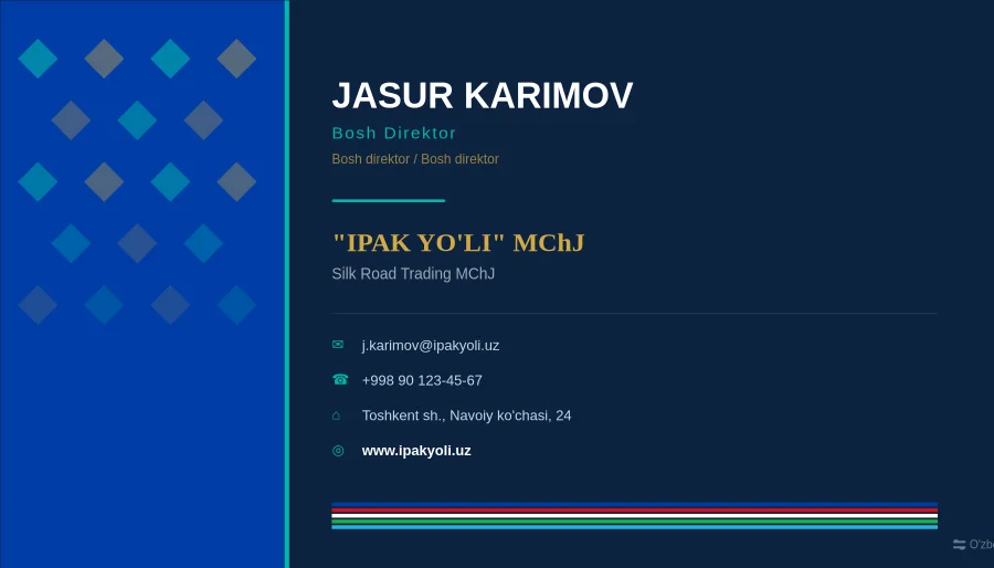 O'zbek milliy vizit kartasi