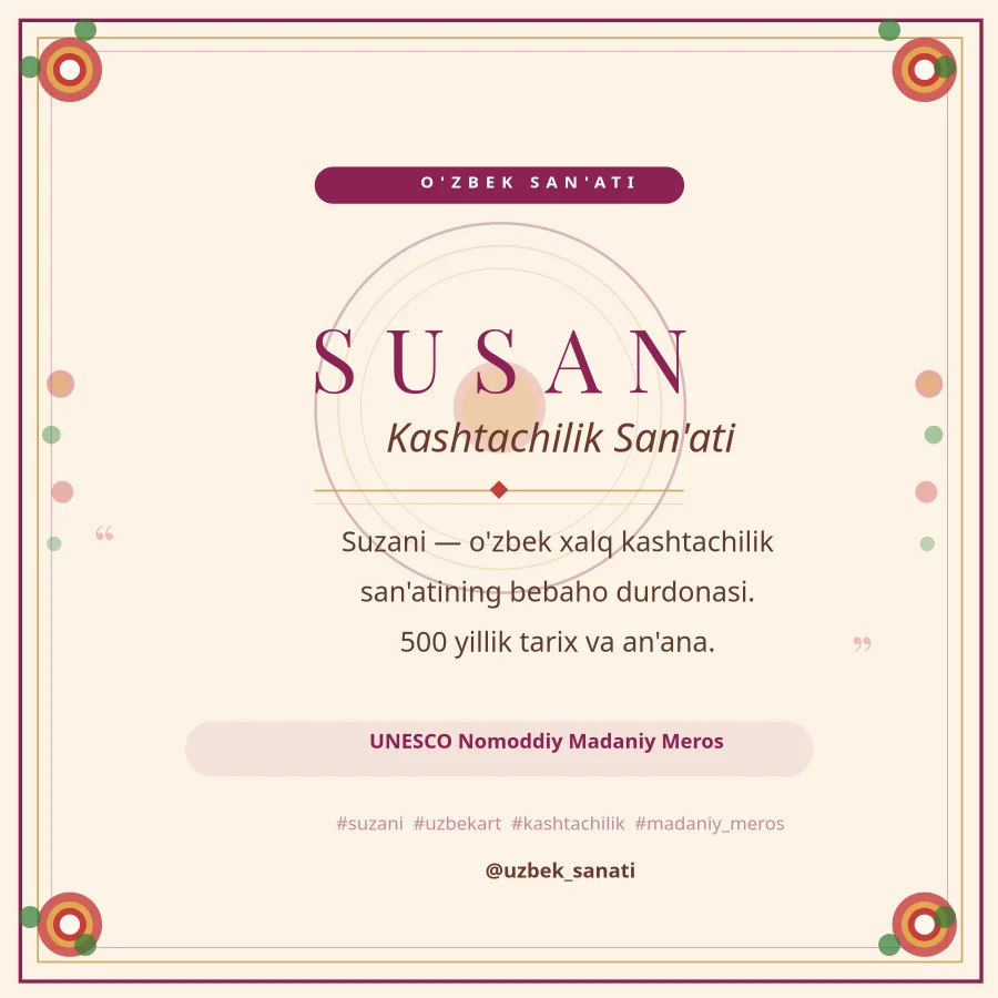 O'zbek Suzani San'ati Instagram Post