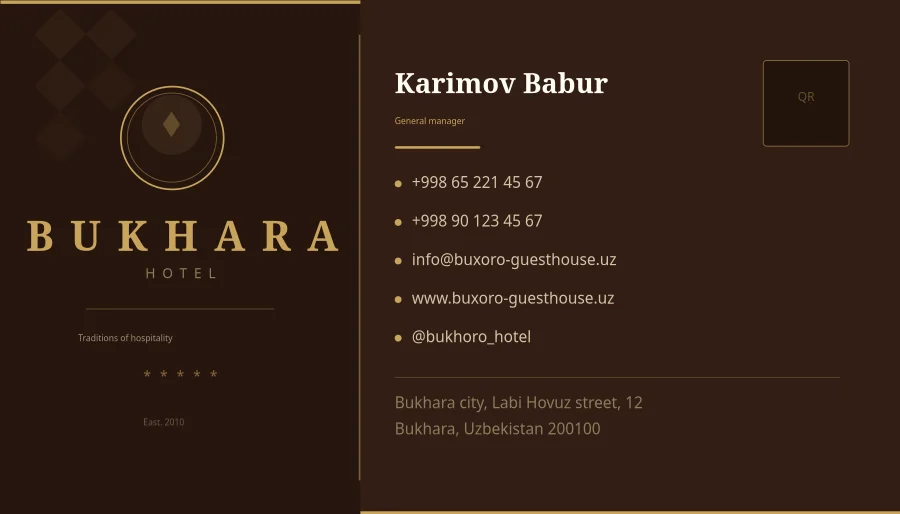 Uzbek Guesthouse Business Card