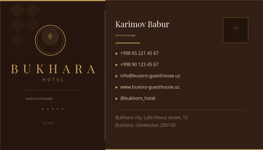 Uzbek Guesthouse Business Card