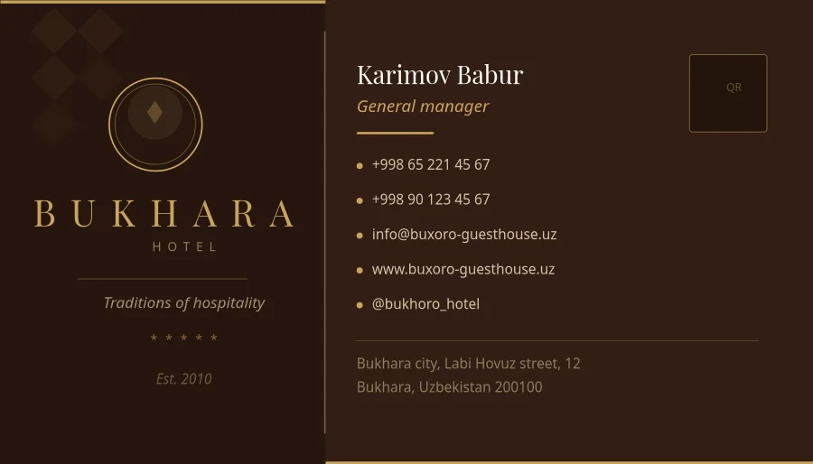 Uzbek Guesthouse Business Card