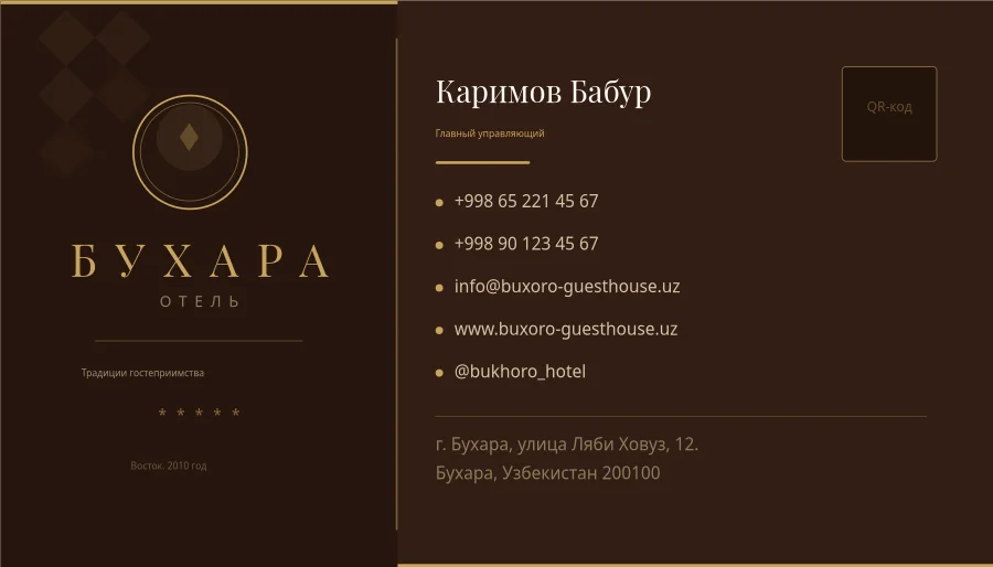 Визитная Карточка Узбекского Гестхауса