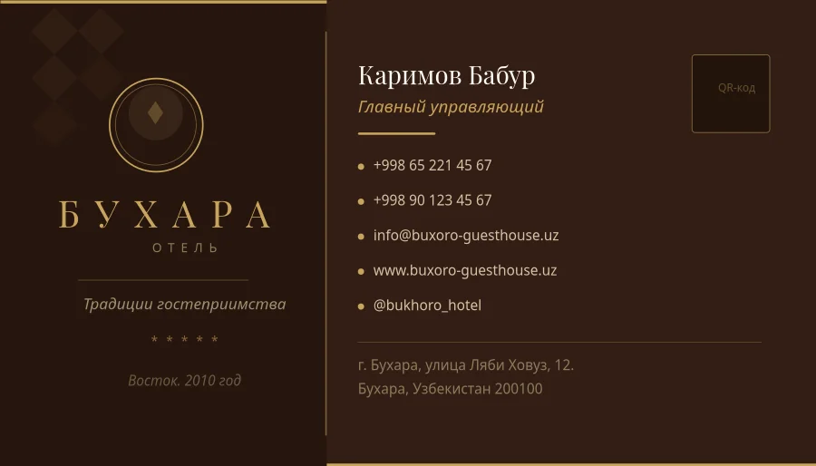 Визитная Карточка Узбекского Гестхауса