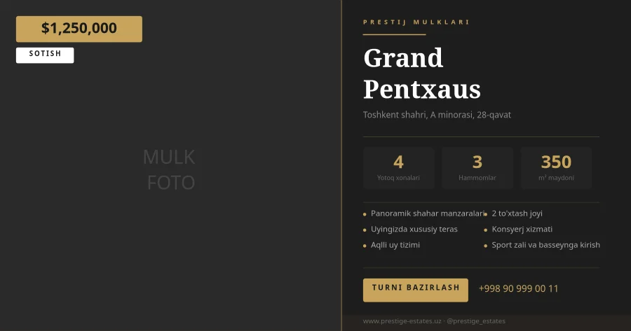 Premium Ko'chmas Mulk E'loni