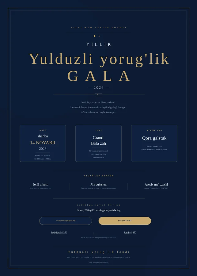 Xayriya kechasi taklifi