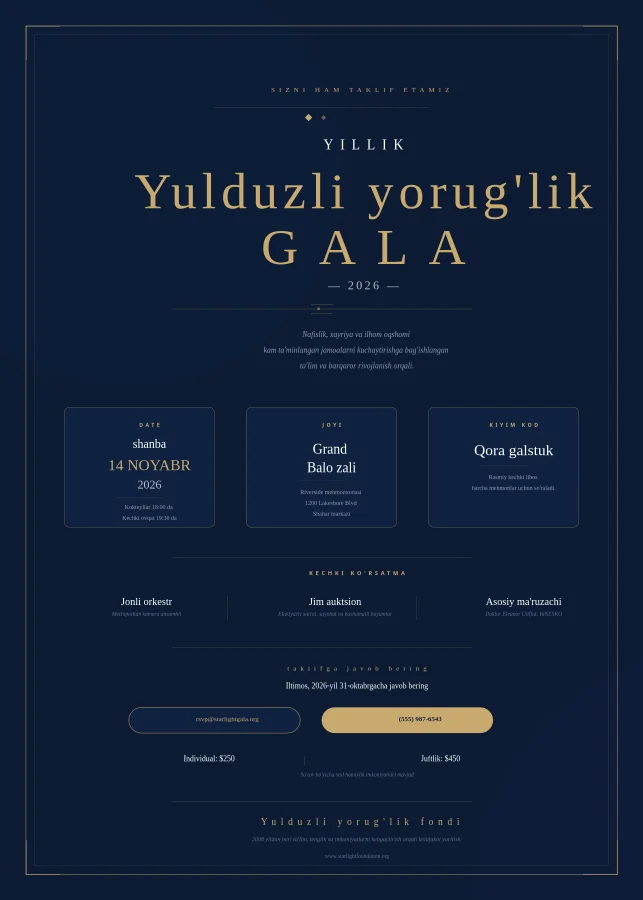 Xayriya kechasi taklifi