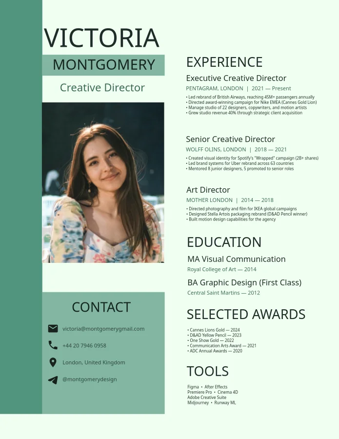 Creative Director Portfolio Resume