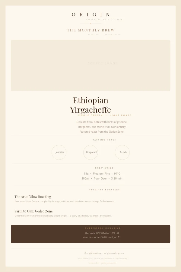 Artisan Roastery Coffee Newsletter