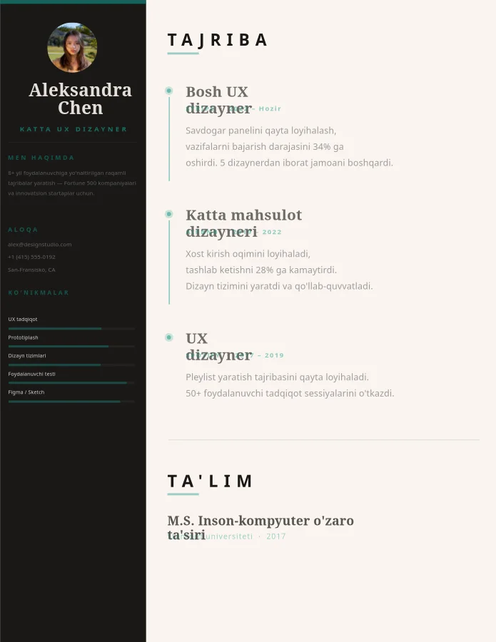 Senior UX Designer Creative Resume