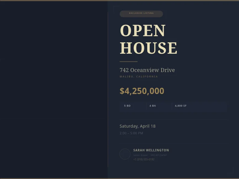 Luxury Real Estate Open House Card