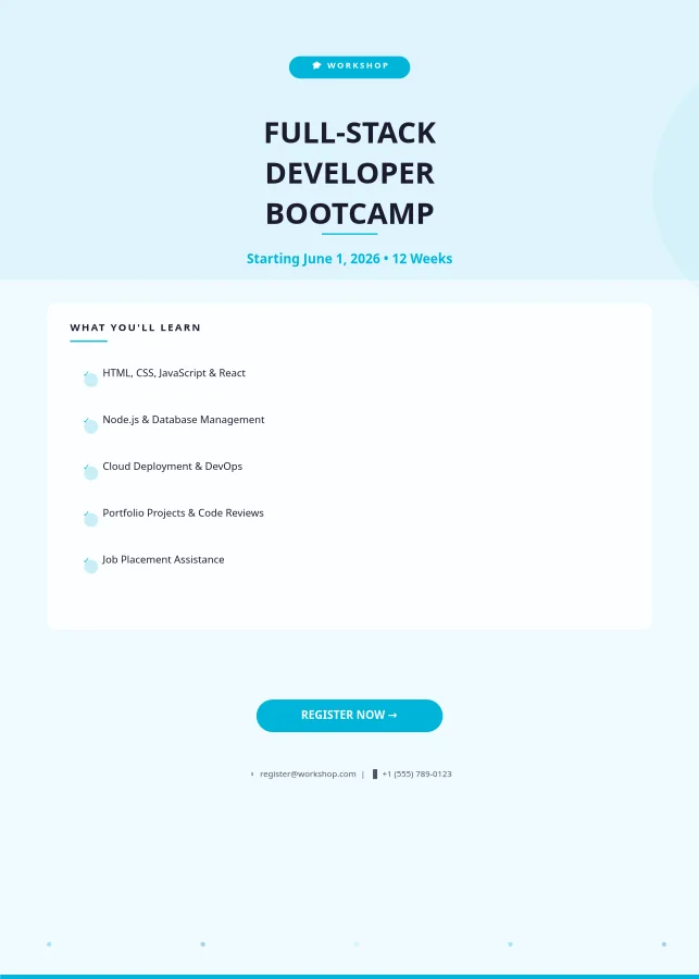 Okean Dasturlash Bootcamp — Flyer