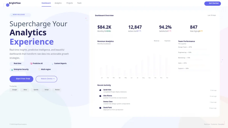 BrightFlow SaaS dolandyryş paneli - Tanyşdyryş
