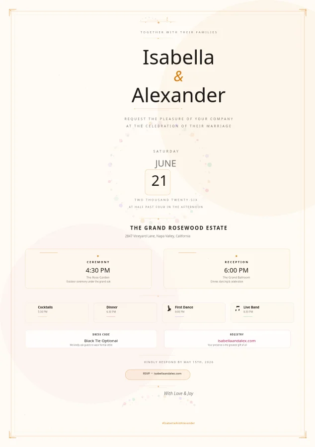 Matrimonio Isabella e Alexander - Invito A5