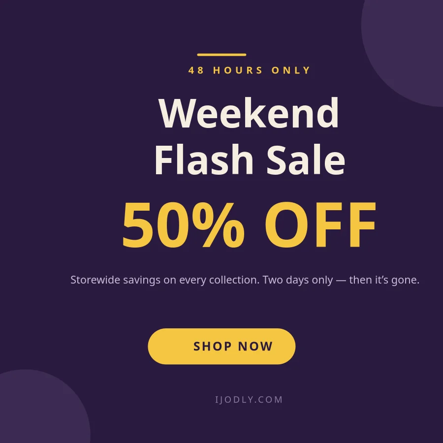 HƏFTƏ SONU FLASH SATIŞI — 50% Endirim Promosyonu