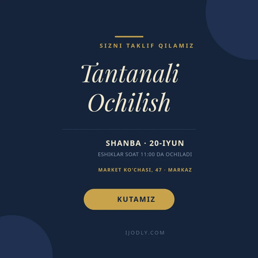 TANTANALI OCHILISH — Taklifnoma