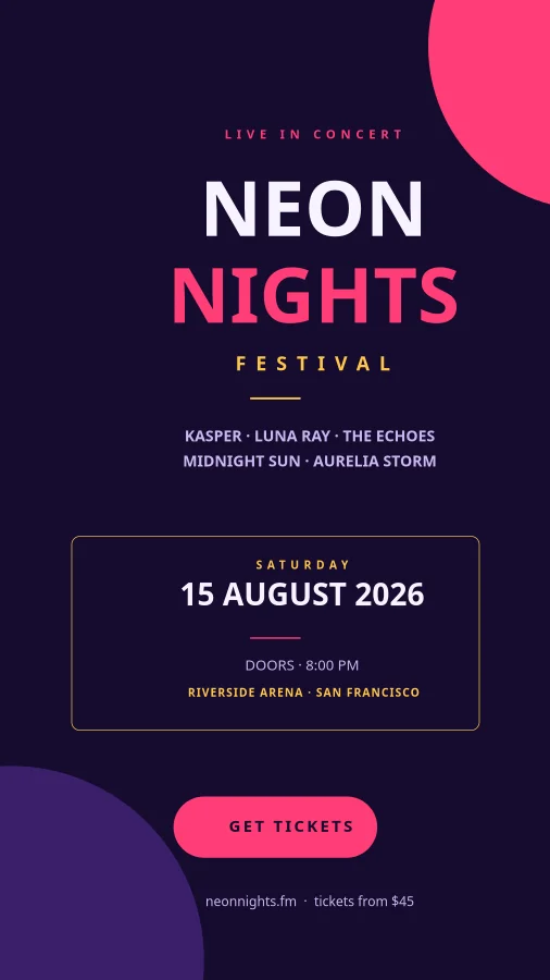 CONCERT FLYER — Neon Nights Festival