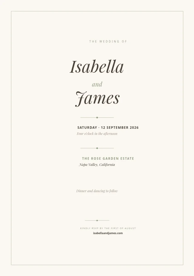WEDDING INVITATION — Sage & Ivory