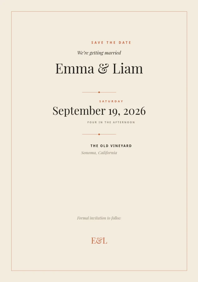 SAVE THE DATE — Cream & Terracotta