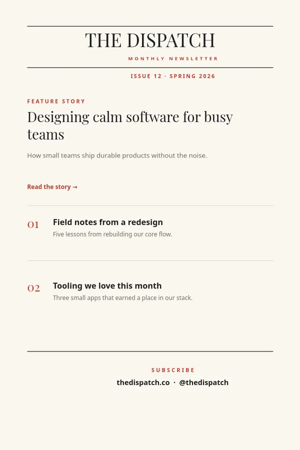 NEWSLETTER — Editorial Dispatch