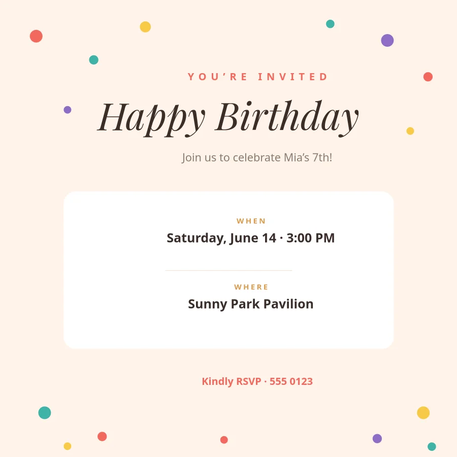 BIRTHDAY INVITATION — Confetti