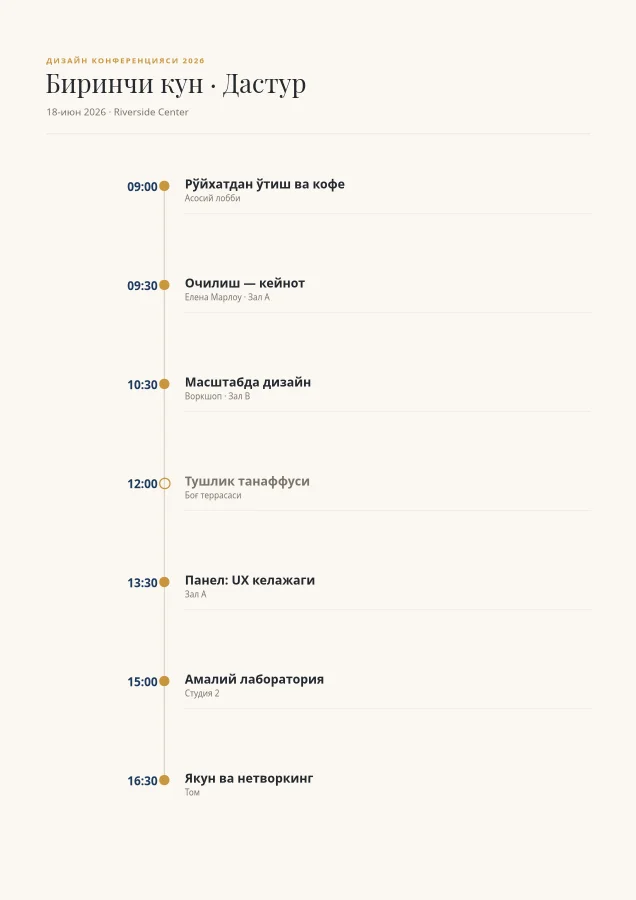 ТАДБИР ДАСТУРИ — Timeline Agenda