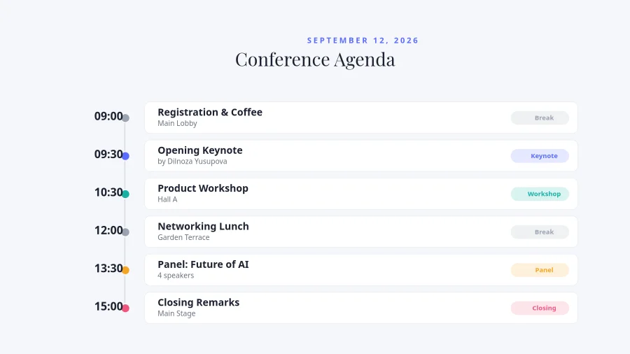 CONFERENCE AGENDA — Day Schedule