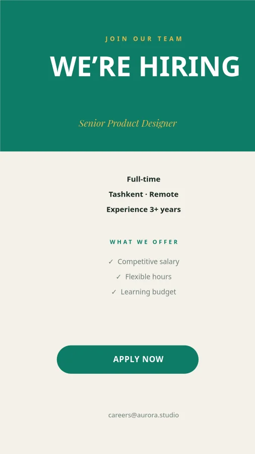 WE’RE HIRING — Job Opening