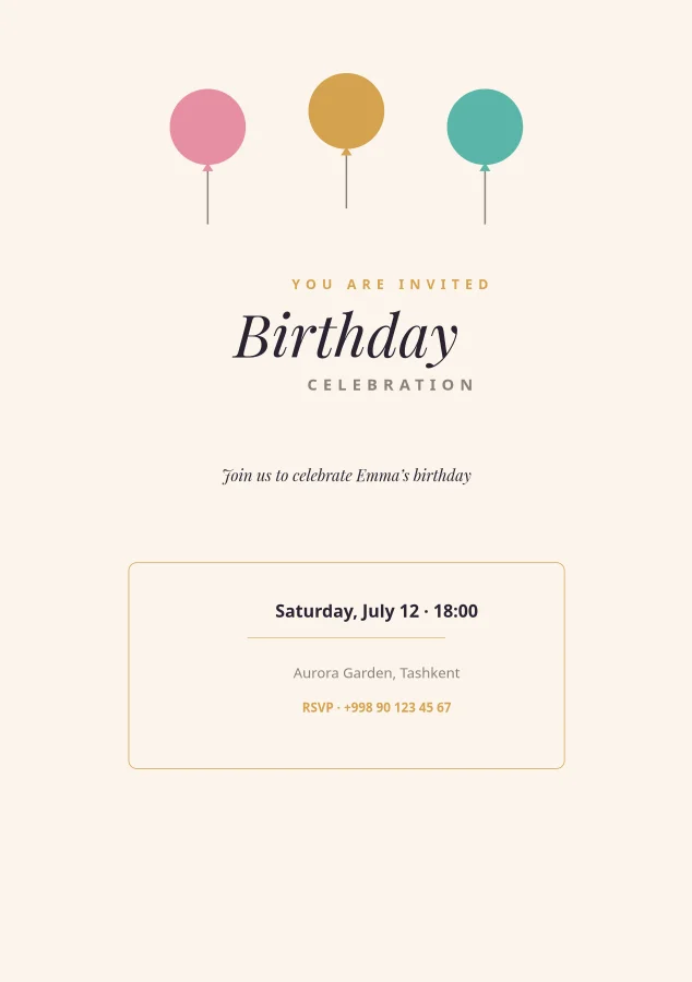 BIRTHDAY INVITATION — Celebration