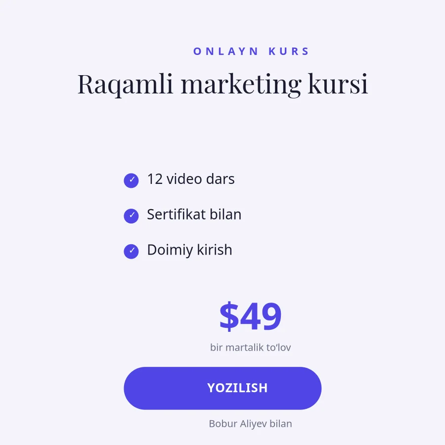 ONLAYN KURS — Yoziling