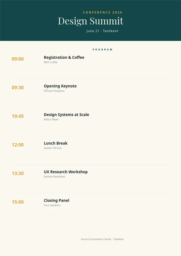 EVENT PROGRAM — Design Summit
