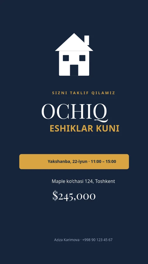 OCHIQ ESHIKLAR KUNI — Ko‘chmas Mulk