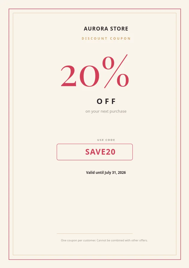 DISCOUNT COUPON — 20% Off