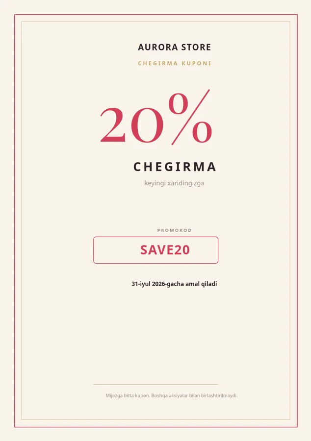 CHEGIRMA KUPONI — 20%