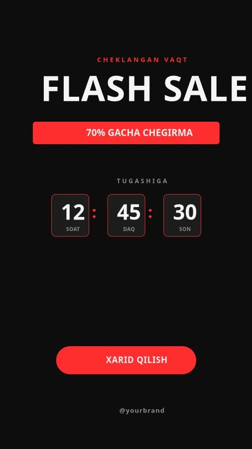 FLASH SALE — 24 Soatlik Sanoq