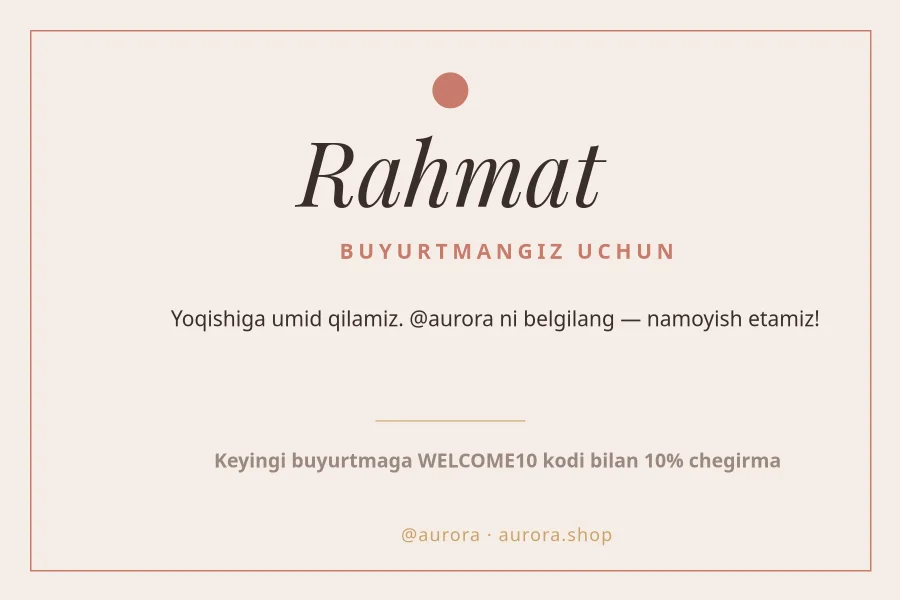 RAHMAT — Buyurtma Kartasi