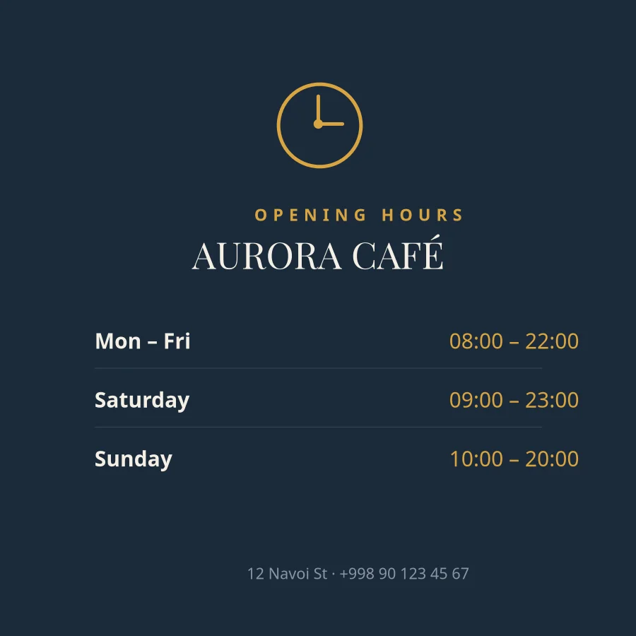 OPENING HOURS — We’re Open