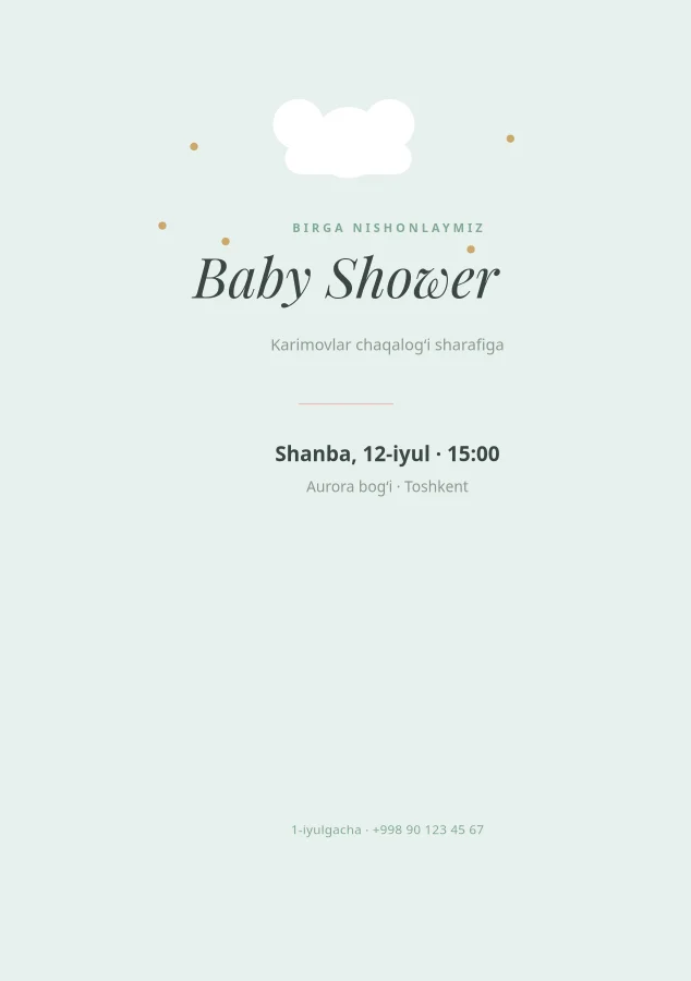 BABY SHOWER — Taklifnoma