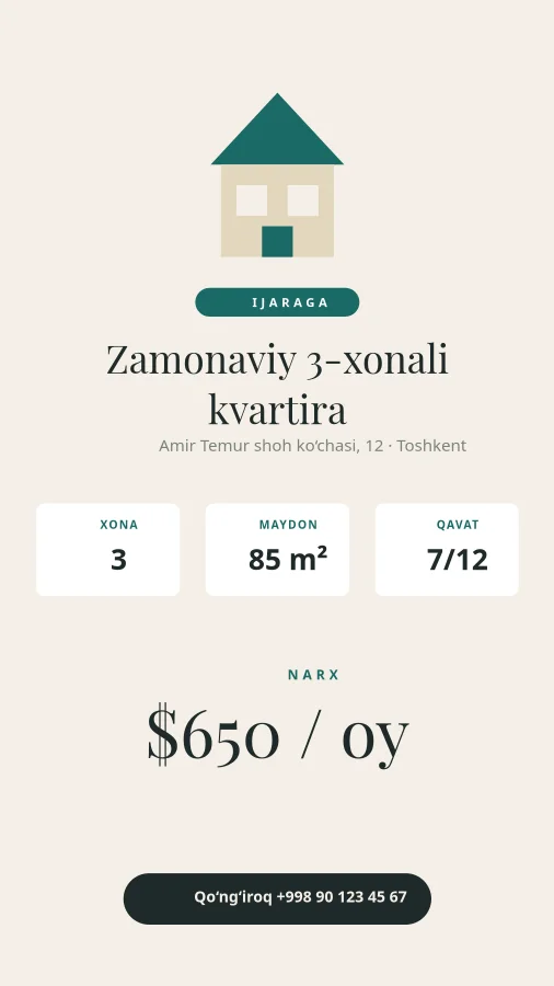 IJARAGA — Kvartira E’loni