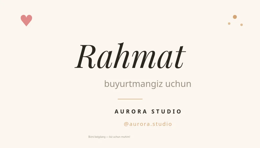 RAHMAT — Buyurtma Kartochkasi