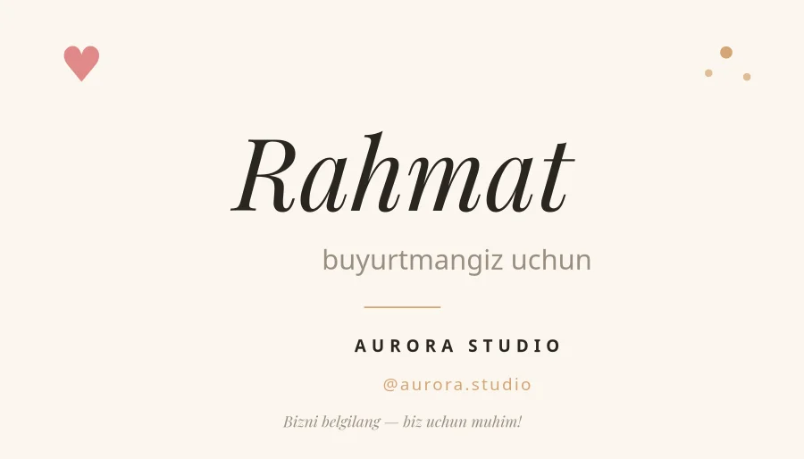 RAHMAT — Buyurtma Kartochkasi