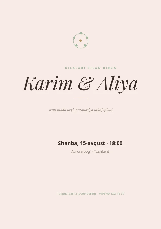 TO‘Y — Taklifnoma va RSVP
